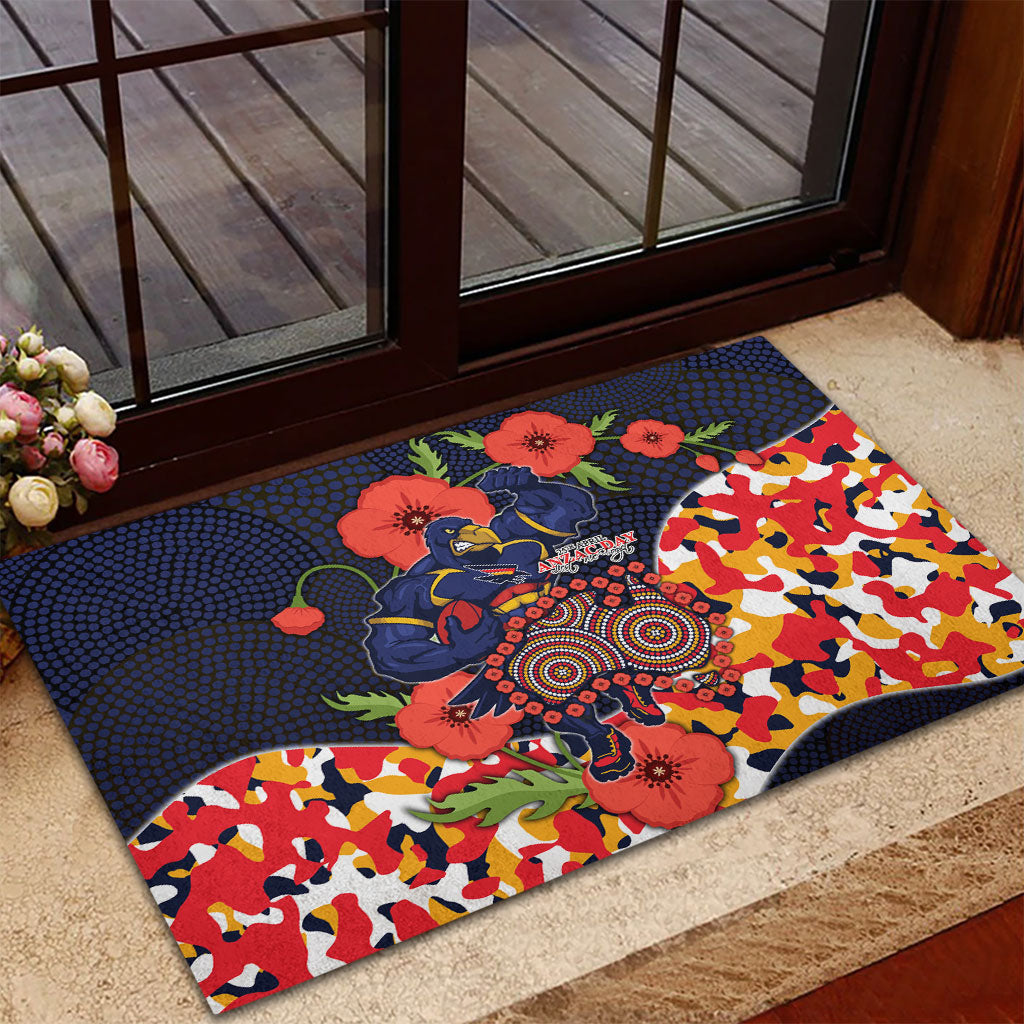 Adelaide Crows ANZAC Day Tribute Rubber Doormat Indigenous Dot Art Poppy Remembrance Football Warrior