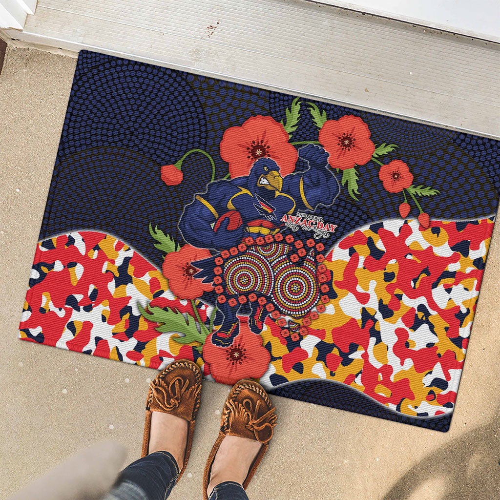Adelaide Crows ANZAC Day Tribute Rubber Doormat Indigenous Dot Art Poppy Remembrance Football Warrior