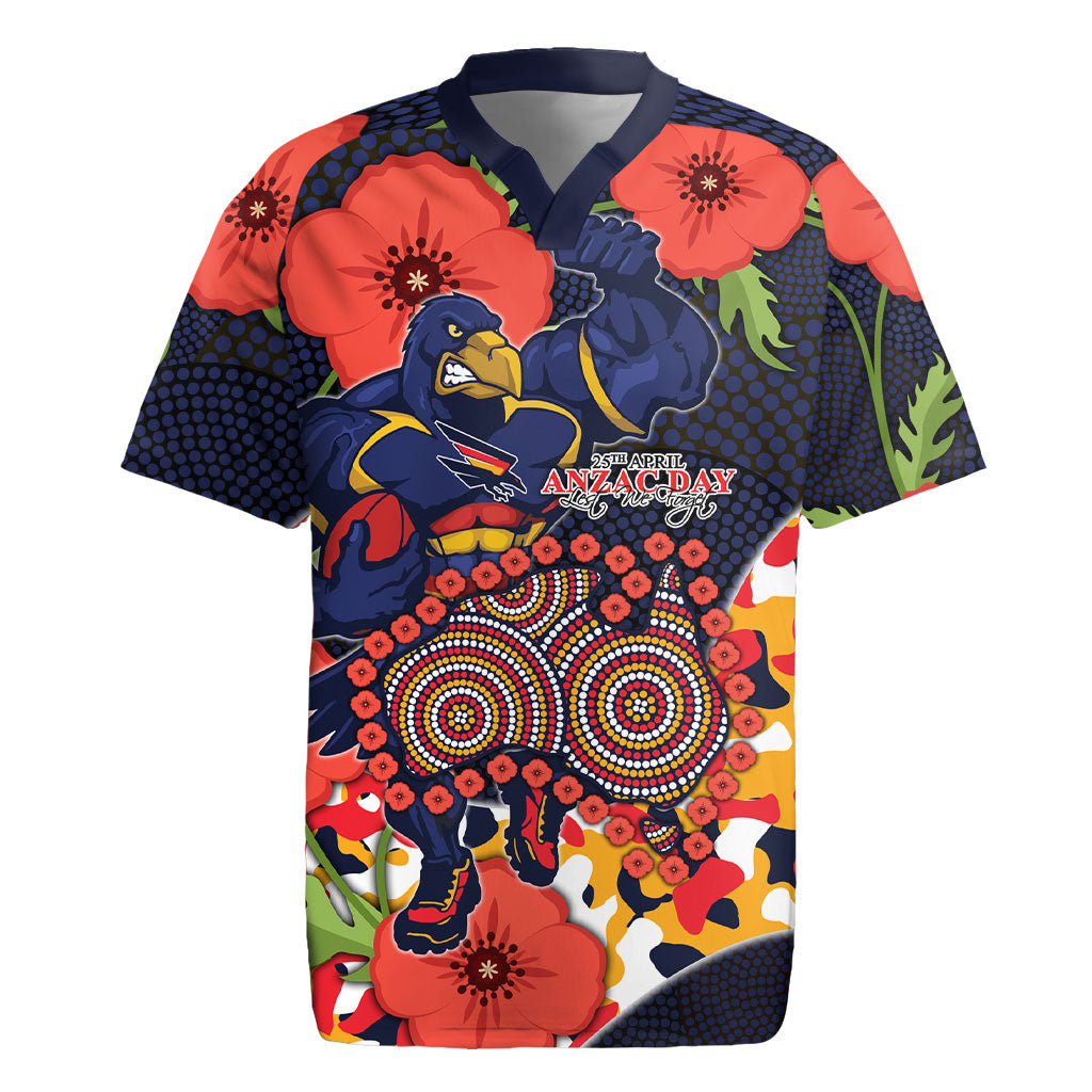 Adelaide Crows ANZAC Day Tribute Rugby Jersey Indigenous Dot Art Poppy Remembrance Football Warrior