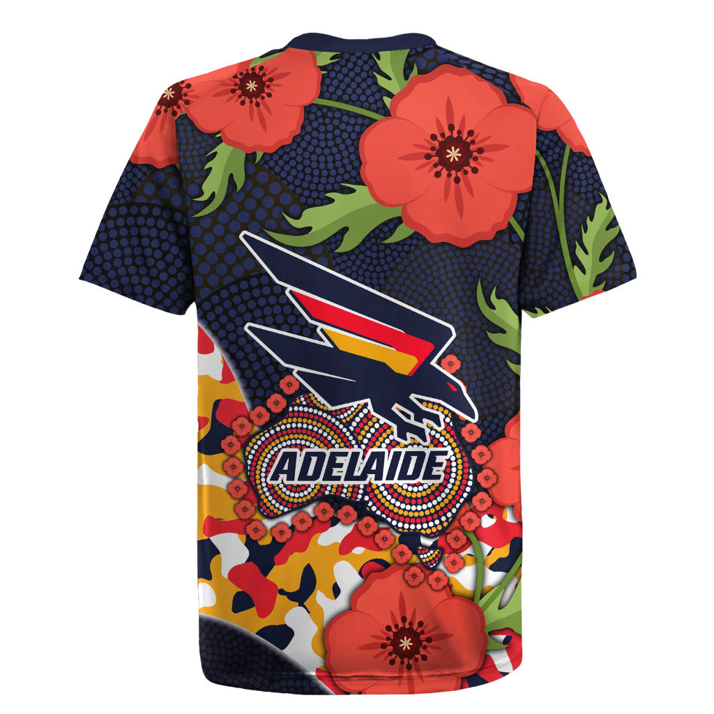 Adelaide Crows ANZAC Day Tribute Rugby Jersey Indigenous Dot Art Poppy Remembrance Football Warrior