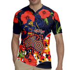 Adelaide Crows ANZAC Day Tribute Rugby Jersey Indigenous Dot Art Poppy Remembrance Football Warrior