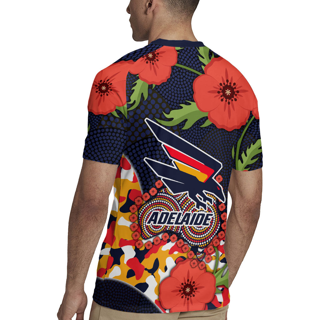 Adelaide Crows ANZAC Day Tribute Rugby Jersey Indigenous Dot Art Poppy Remembrance Football Warrior