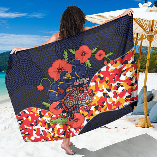 Adelaide Crows ANZAC Day Tribute Sarong Indigenous Dot Art Poppy Remembrance Football Warrior