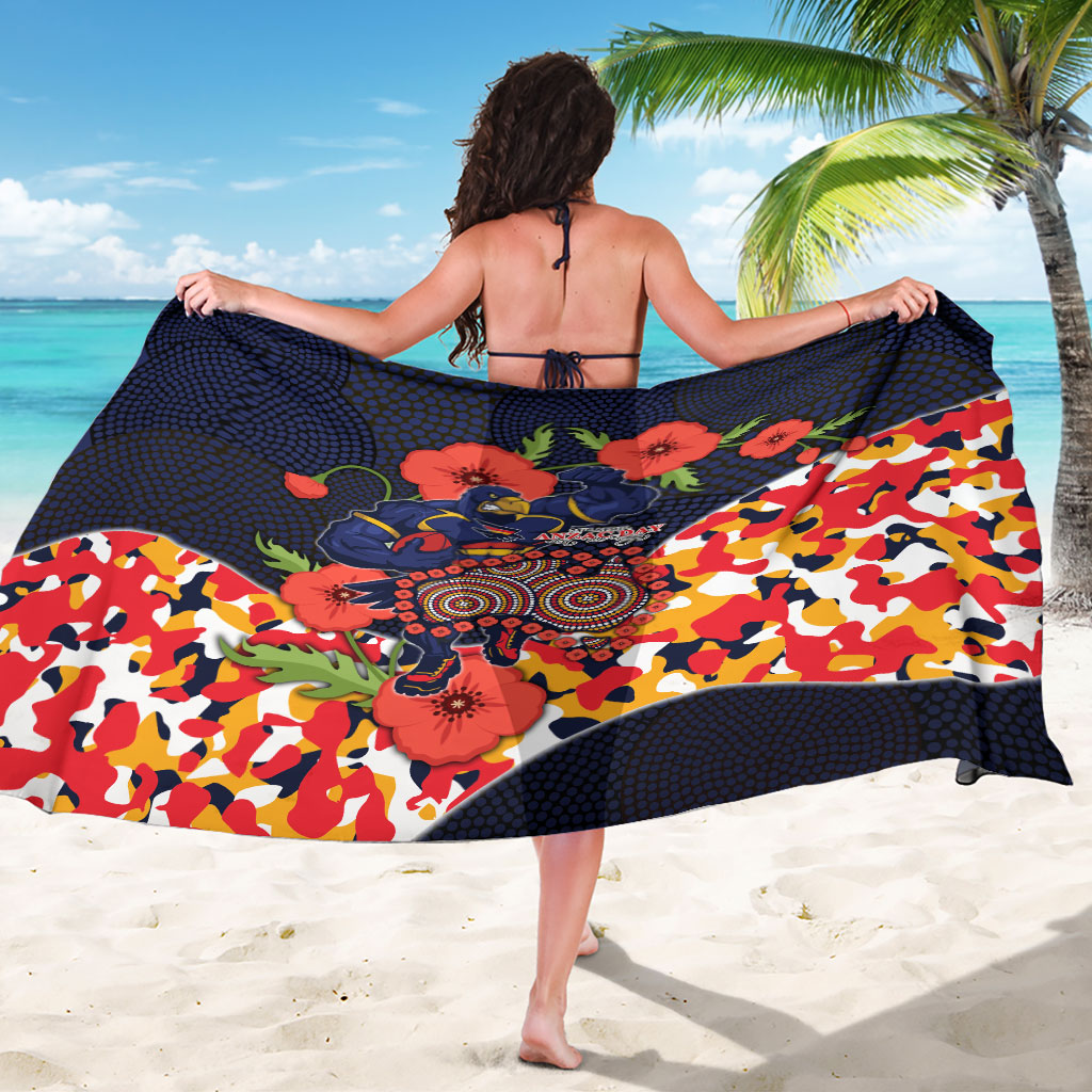 Adelaide Crows ANZAC Day Tribute Sarong Indigenous Dot Art Poppy Remembrance Football Warrior