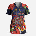 Adelaide Crows ANZAC Day Tribute Scrub Top Indigenous Dot Art Poppy Remembrance Football Warrior