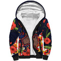 Adelaide Crows ANZAC Day Tribute Sherpa Hoodie Indigenous Dot Art Poppy Remembrance Football Warrior