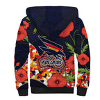 Adelaide Crows ANZAC Day Tribute Sherpa Hoodie Indigenous Dot Art Poppy Remembrance Football Warrior