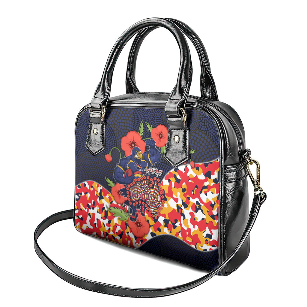 Adelaide Crows ANZAC Day Tribute Shoulder Handbag Indigenous Dot Art Poppy Remembrance Football Warrior