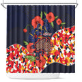 Adelaide Crows ANZAC Day Tribute Shower Curtain Indigenous Dot Art Poppy Remembrance Football Warrior
