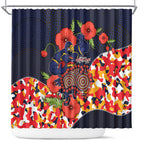Adelaide Crows ANZAC Day Tribute Shower Curtain Indigenous Dot Art Poppy Remembrance Football Warrior