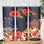 Adelaide Crows ANZAC Day Tribute Skinny Tumbler Indigenous Dot Art Poppy Remembrance Football Warrior