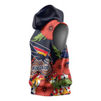 Adelaide Crows ANZAC Day Tribute Sleeveless Hoodie Indigenous Dot Art Poppy Remembrance Football Warrior