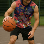 Adelaide Crows ANZAC Day Tribute Sleeveless Hoodie Indigenous Dot Art Poppy Remembrance Football Warrior
