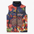Adelaide Crows ANZAC Day Tribute Sleeveless Puffer Jacket Indigenous Dot Art Poppy Remembrance Football Warrior