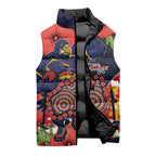 Adelaide Crows ANZAC Day Tribute Sleeveless Puffer Jacket Indigenous Dot Art Poppy Remembrance Football Warrior