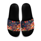 Adelaide Crows ANZAC Day Tribute Slide Sandals Indigenous Dot Art Poppy Remembrance Football Warrior