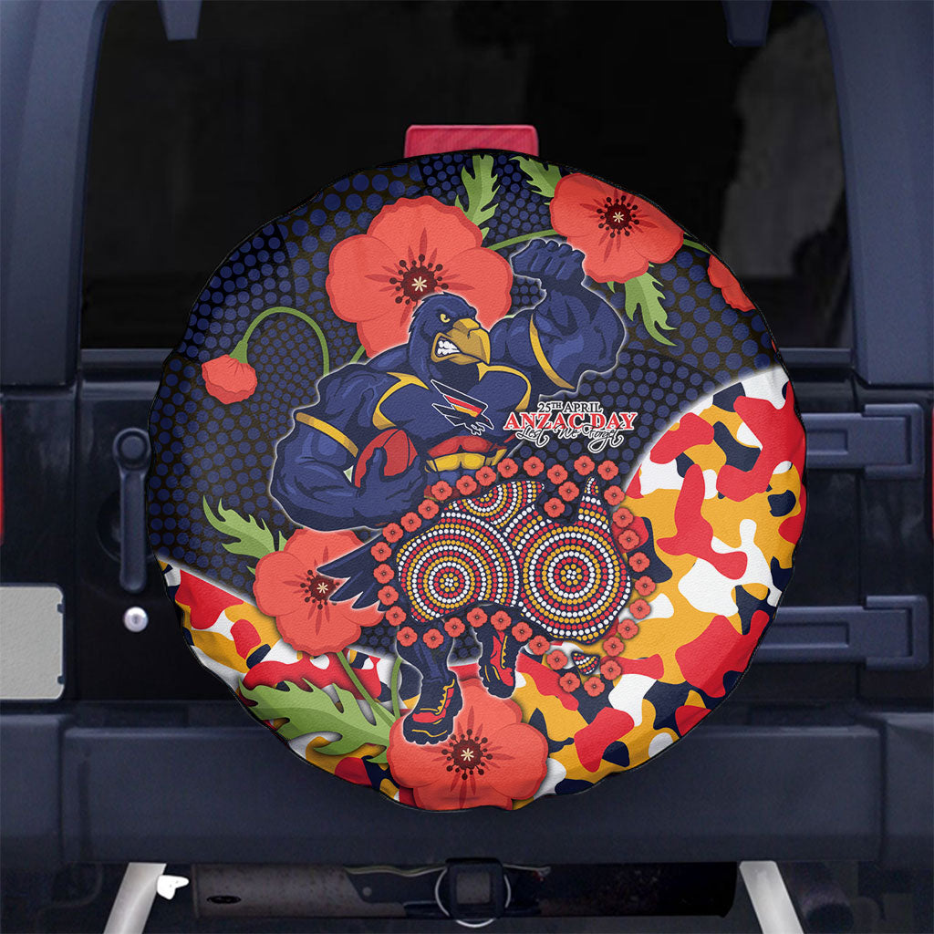 Adelaide Crows ANZAC Day Tribute Spare Tire Cover Indigenous Dot Art Poppy Remembrance Football Warrior