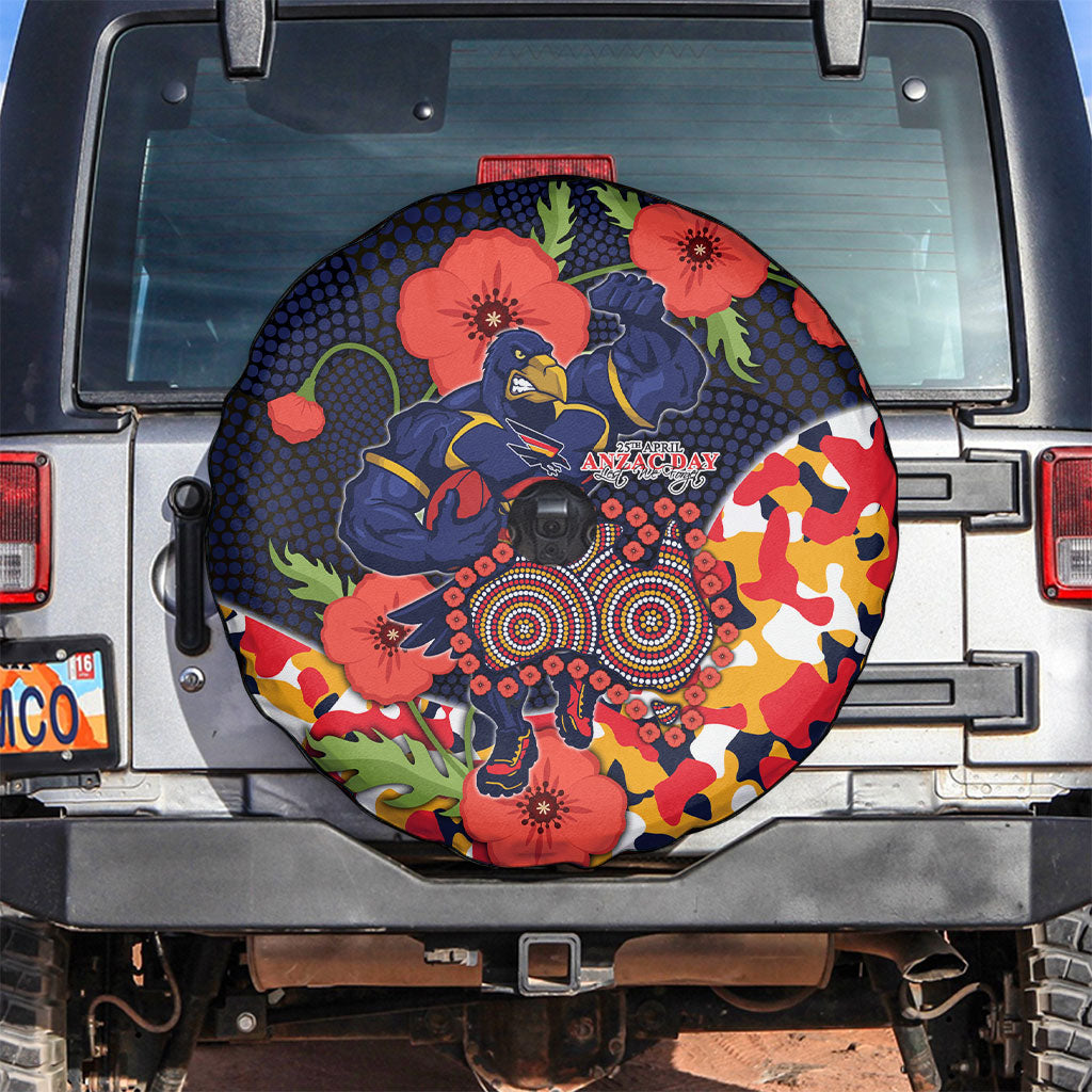 Adelaide Crows ANZAC Day Tribute Spare Tire Cover Indigenous Dot Art Poppy Remembrance Football Warrior