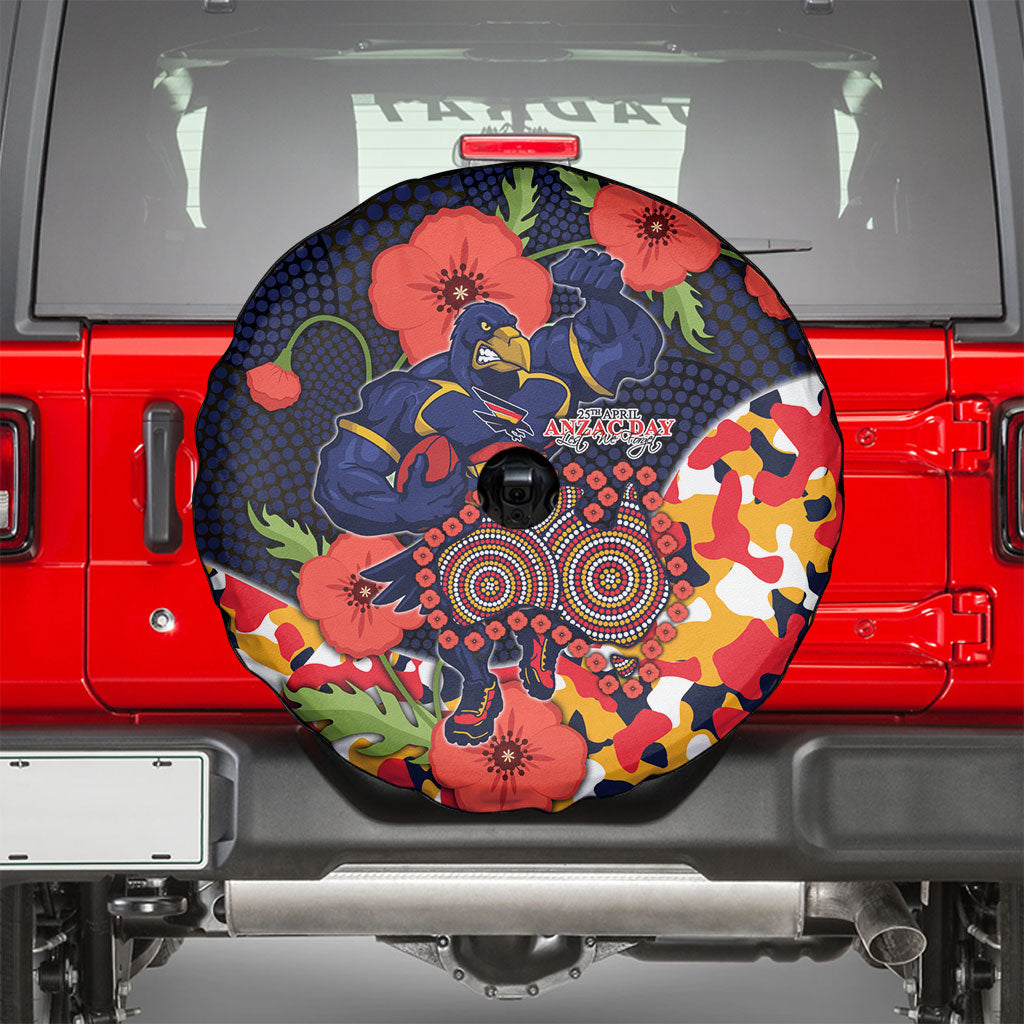 Adelaide Crows ANZAC Day Tribute Spare Tire Cover Indigenous Dot Art Poppy Remembrance Football Warrior