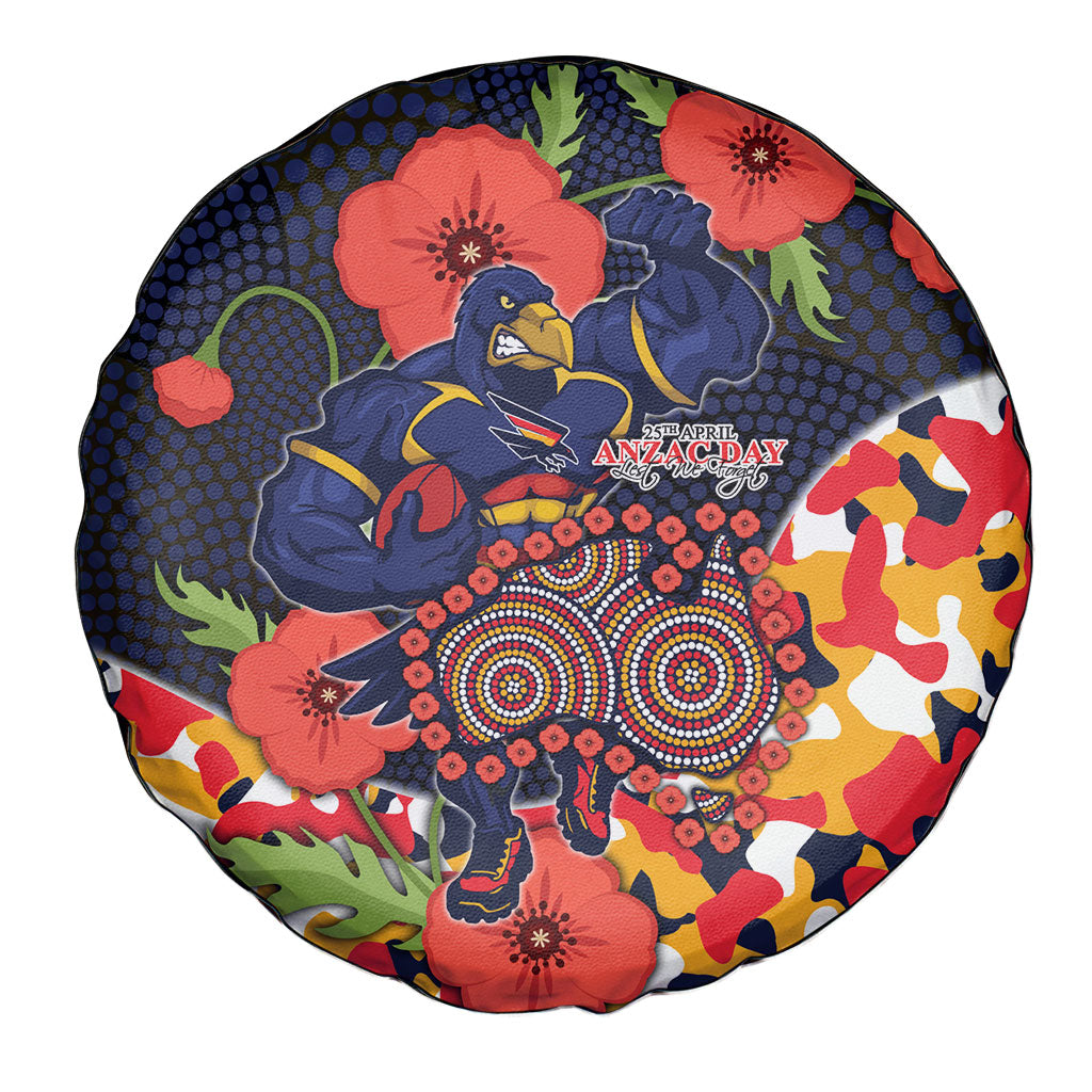 Adelaide Crows ANZAC Day Tribute Spare Tire Cover Indigenous Dot Art Poppy Remembrance Football Warrior