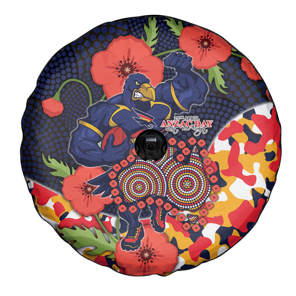 Adelaide Crows ANZAC Day Tribute Spare Tire Cover Indigenous Dot Art Poppy Remembrance Football Warrior