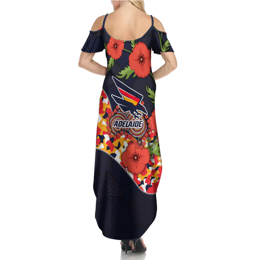 Adelaide Crows ANZAC Day Tribute Summer Maxi Dress Indigenous Dot Art Poppy Remembrance Football Warrior
