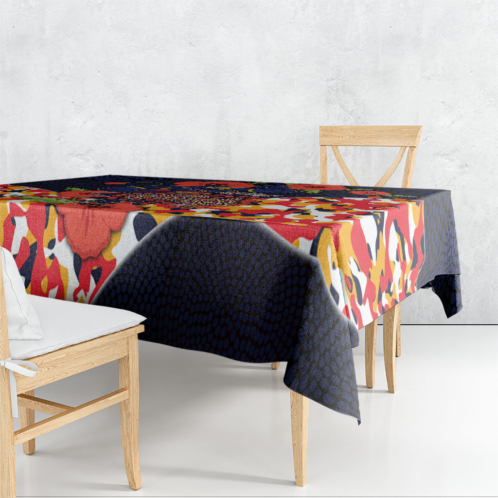 Adelaide Crows ANZAC Day Tribute Tablecloth Indigenous Dot Art Poppy Remembrance Football Warrior