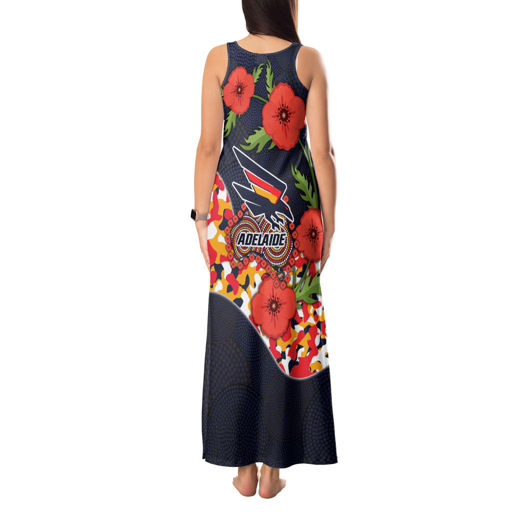 Adelaide Crows ANZAC Day Tribute Tank Maxi Dress Indigenous Dot Art Poppy Remembrance Football Warrior