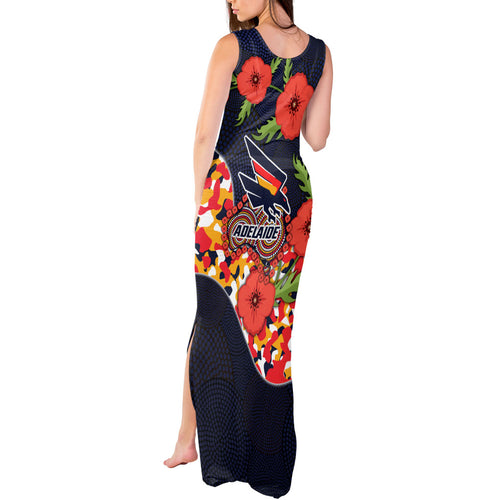 Adelaide Crows ANZAC Day Tribute Tank Maxi Dress Indigenous Dot Art Poppy Remembrance Football Warrior