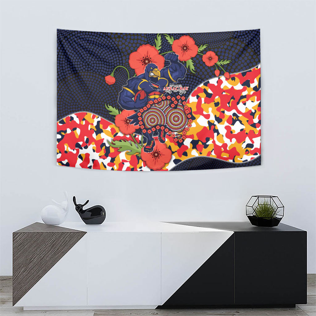 Adelaide Crows ANZAC Day Tribute Tapestry Indigenous Dot Art Poppy Remembrance Football Warrior