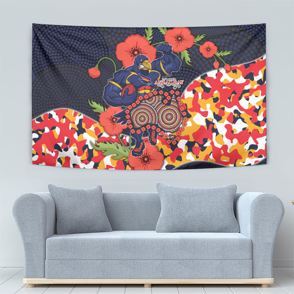 Adelaide Crows ANZAC Day Tribute Tapestry Indigenous Dot Art Poppy Remembrance Football Warrior