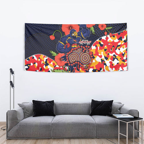 Adelaide Crows ANZAC Day Tribute Tapestry Indigenous Dot Art Poppy Remembrance Football Warrior
