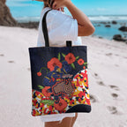 Adelaide Crows ANZAC Day Tribute Tote Bag Indigenous Dot Art Poppy Remembrance Football Warrior