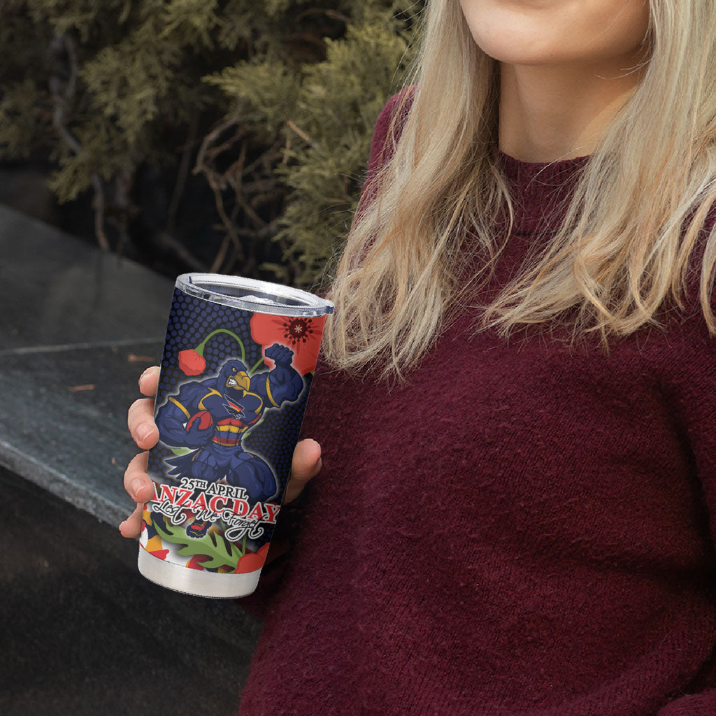 Adelaide Crows ANZAC Day Tribute Tumbler Cup Indigenous Dot Art Poppy Remembrance Football Warrior