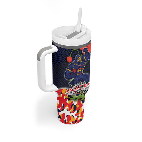 Adelaide Crows ANZAC Day Tribute Tumbler With Handle Indigenous Dot Art Poppy Remembrance Football Warrior