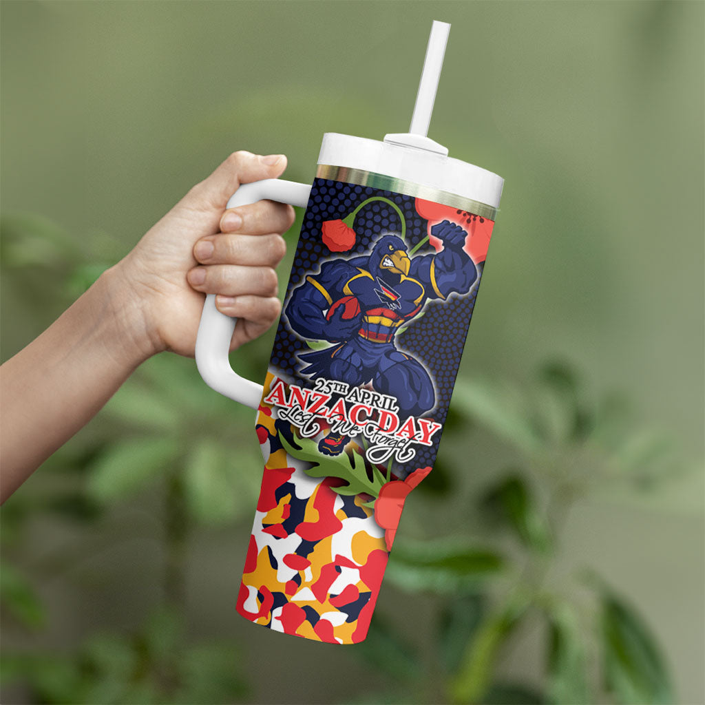 Adelaide Crows ANZAC Day Tribute Tumbler With Handle Indigenous Dot Art Poppy Remembrance Football Warrior