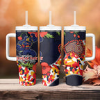 Adelaide Crows ANZAC Day Tribute Tumbler With Handle Indigenous Dot Art Poppy Remembrance Football Warrior