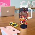 Adelaide Crows ANZAC Day Tribute Tumbler With Handle Indigenous Dot Art Poppy Remembrance Football Warrior