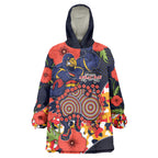 Adelaide Crows ANZAC Day Tribute Wearable Blanket Hoodie Indigenous Dot Art Poppy Remembrance Football Warrior