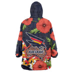 Adelaide Crows ANZAC Day Tribute Wearable Blanket Hoodie Indigenous Dot Art Poppy Remembrance Football Warrior