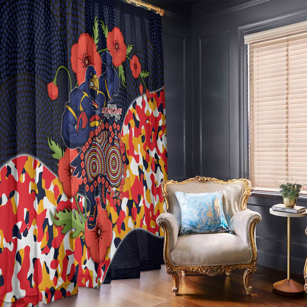 Adelaide Crows ANZAC Day Tribute Window Curtain Indigenous Dot Art Poppy Remembrance Football Warrior