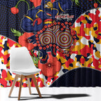 Adelaide Crows ANZAC Day Tribute Window Curtain Indigenous Dot Art Poppy Remembrance Football Warrior