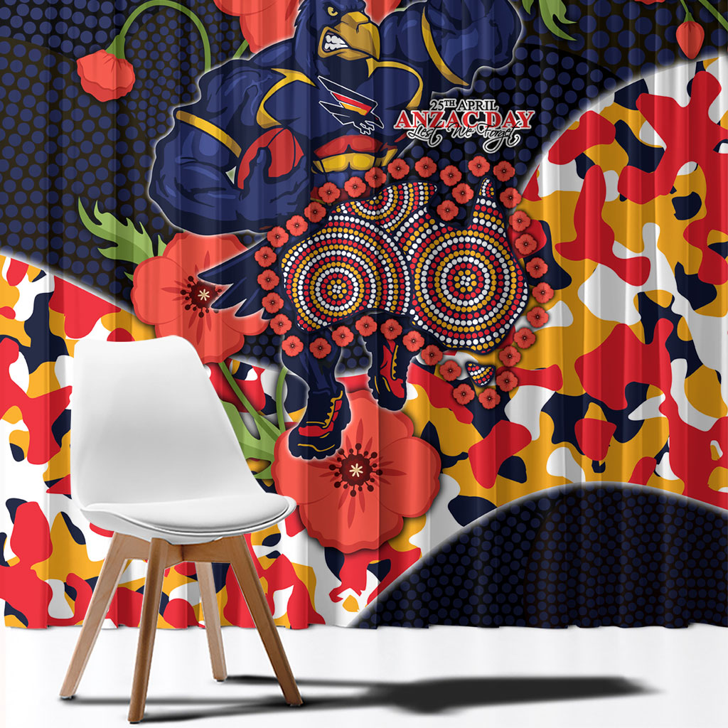 Adelaide Crows ANZAC Day Tribute Window Curtain Indigenous Dot Art Poppy Remembrance Football Warrior