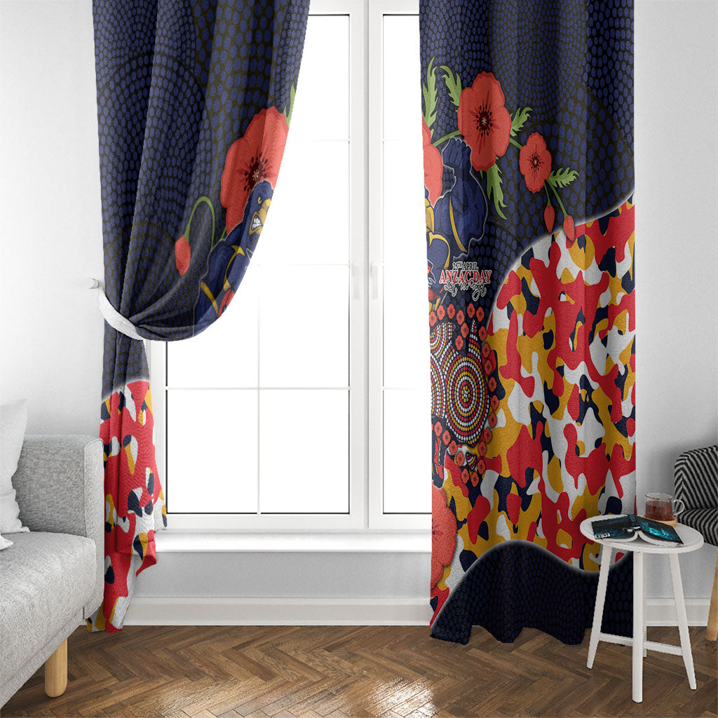 Adelaide Crows ANZAC Day Tribute Window Curtain Indigenous Dot Art Poppy Remembrance Football Warrior