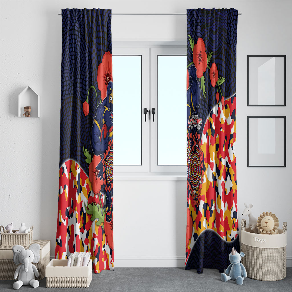 Adelaide Crows ANZAC Day Tribute Window Curtain Indigenous Dot Art Poppy Remembrance Football Warrior