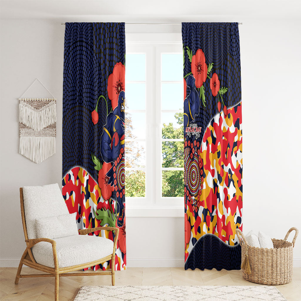 Adelaide Crows ANZAC Day Tribute Window Curtain Indigenous Dot Art Poppy Remembrance Football Warrior
