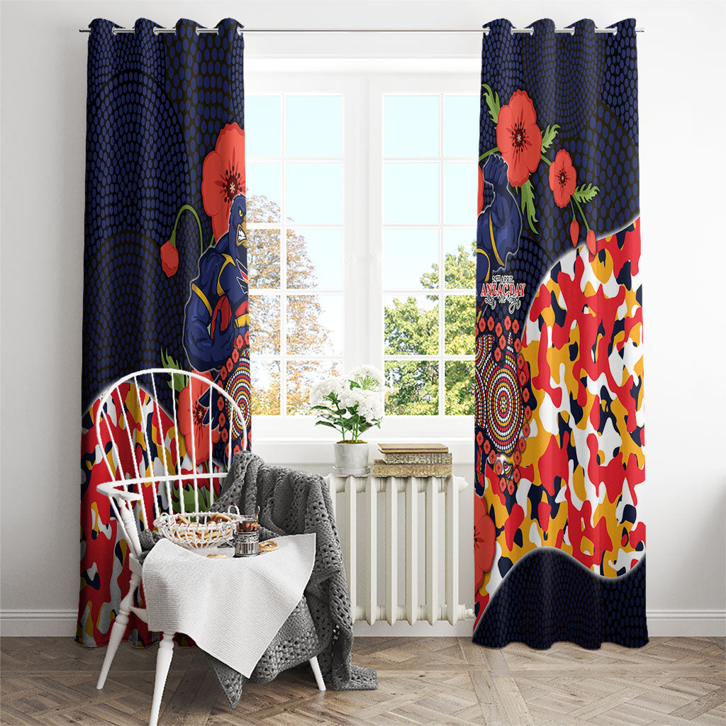 Adelaide Crows ANZAC Day Tribute Window Curtain Indigenous Dot Art Poppy Remembrance Football Warrior