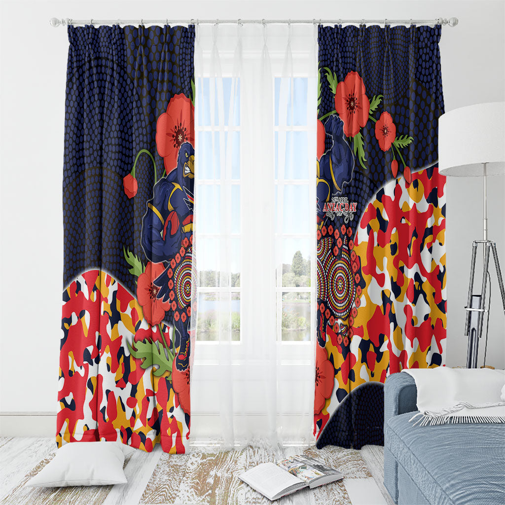 Adelaide Crows ANZAC Day Tribute Window Curtain Indigenous Dot Art Poppy Remembrance Football Warrior
