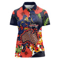 Adelaide Crows ANZAC Day Tribute Women Polo Shirt Indigenous Dot Art Poppy Remembrance Football Warrior