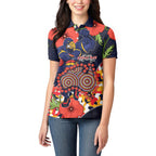Adelaide Crows ANZAC Day Tribute Women Polo Shirt Indigenous Dot Art Poppy Remembrance Football Warrior